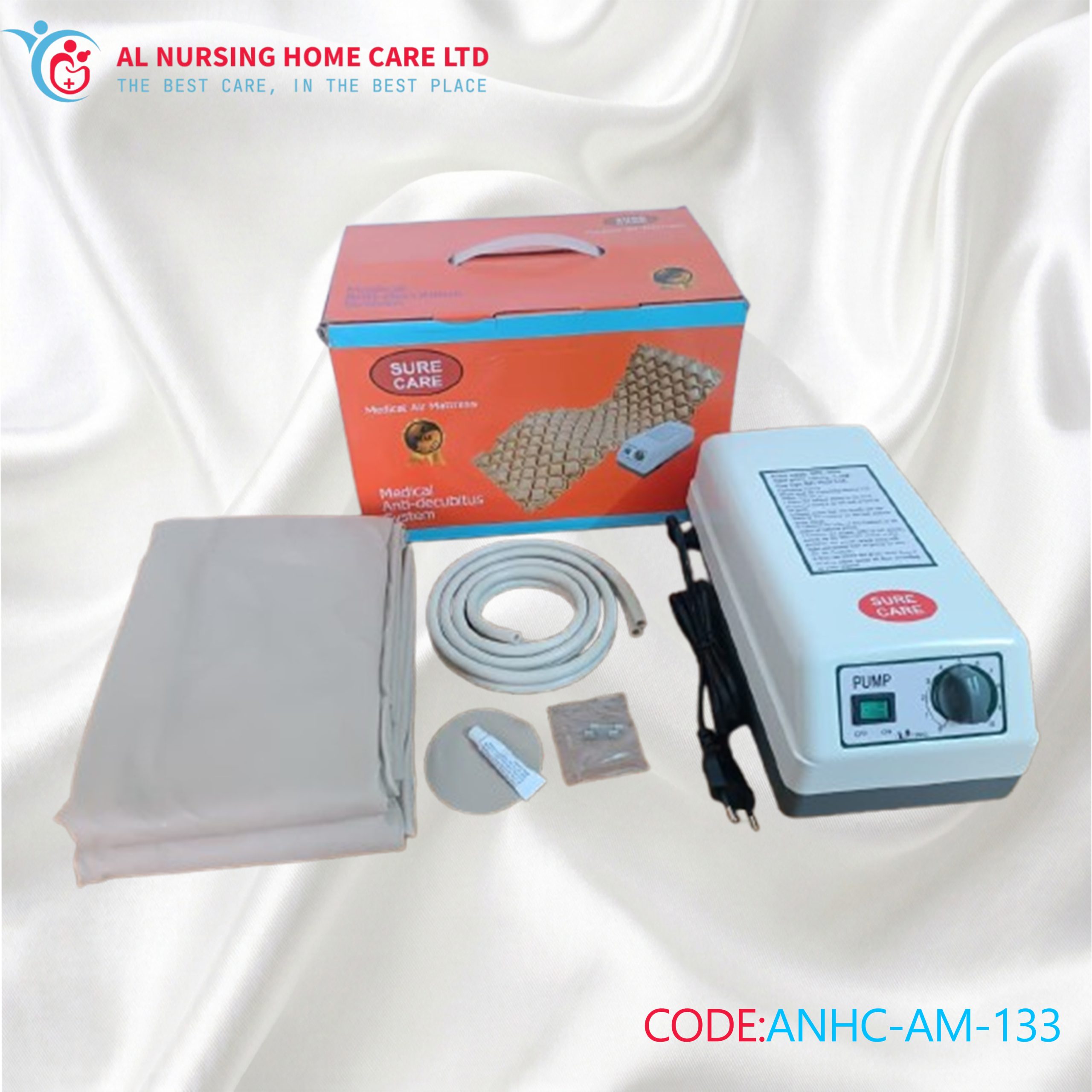200×90 cm | Medical-Grade PVC | 70–130 mmHg Adjustable Pressure | 5–7 L/Min Air Output | Anti-Decubitus Support | Pump Included